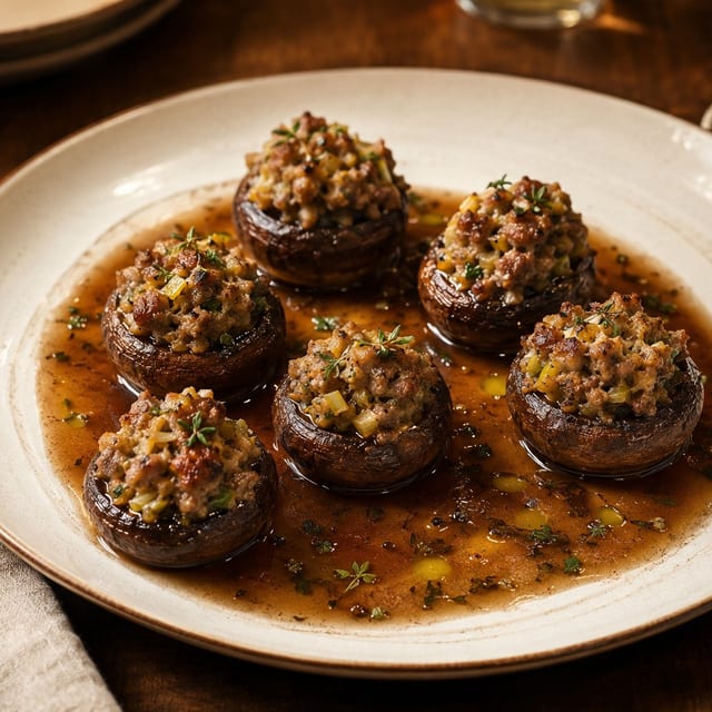 Marsala Sausage Stuffed Mushrooms.