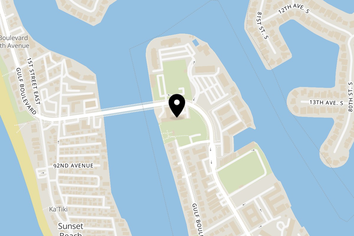 Map showing the location of Carino's Nuovo on 9524 Blind Pass Rd # 5 in St Pete Beach